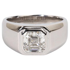 GIA Certified 1ct Cushion-Cut Diamond Men’s Engagement Ring in 18K White Gold