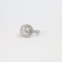 GIA Certified 1ct Cushion Diamond Double Halo Engagement Ring - 18K White Gold