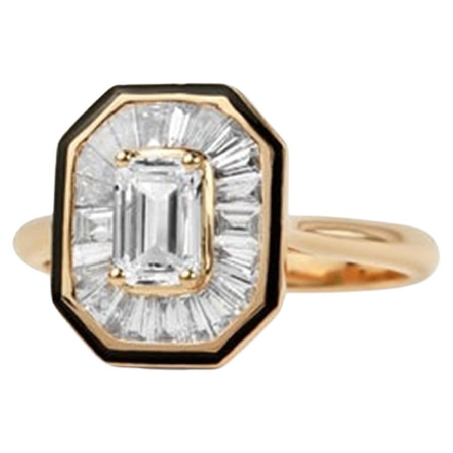 Hier trifft zeitlose Symmetrie auf Haute Couture-Glanz.

Mit Präzision und Zielstrebigkeit geformt, zelebriert der Elysian Edge Ring Eleganz durch klare Linien, strahlende Brillanz und das ikonische Flair des Art déco. In seinem Zentrum leuchtet ein