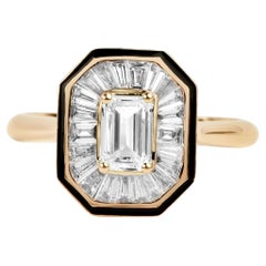 GIA zertifizierter 1ct Smaragd-Schliff Diamant-Halo-Verlobungsring in 18K Weißgold