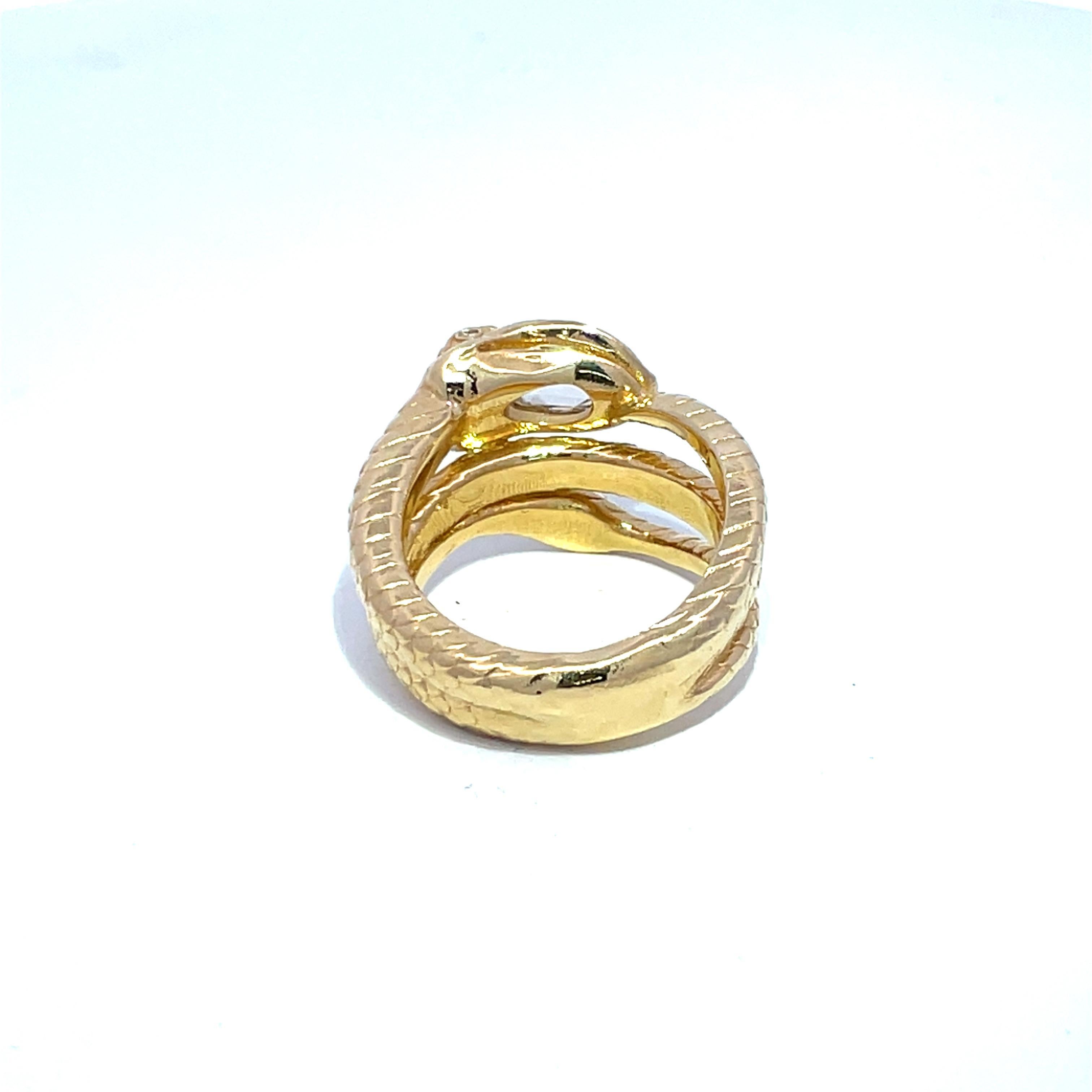 Anello a serpente in oro giallo 18k con diamante ovale certificato GIA 1ct F VS1 In condizioni Nuovo in vendita a New York, NY