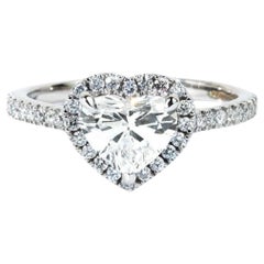 GIA-Certified 1ct Heart-Cut Diamond Halo Engagement Ring in 18K White Gold