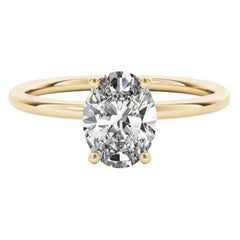 GIA Certified 1ct Hidden Halo Oval Solitaire Yellow Gold Diamond Ring