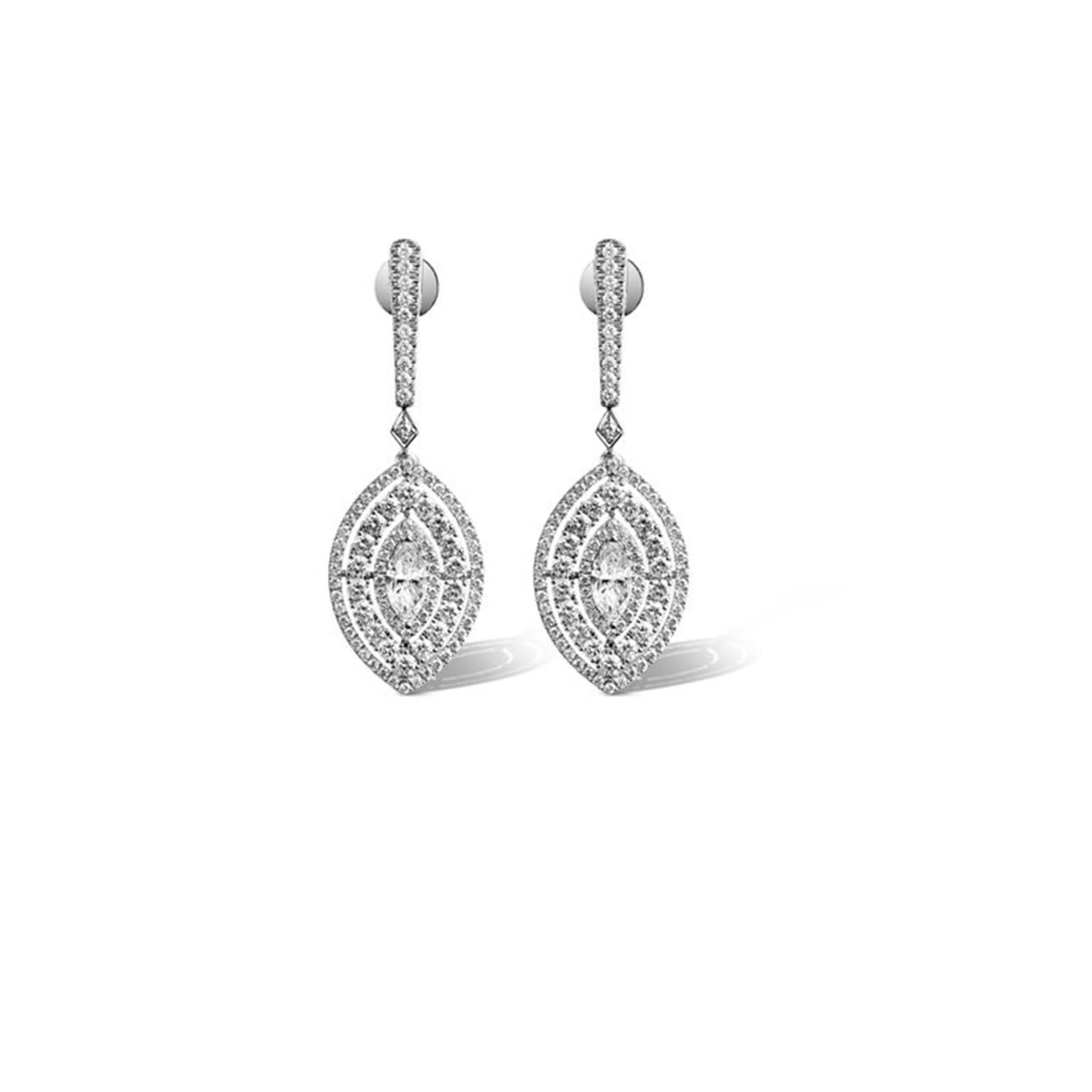 Informe GIA Certificado 0,5 ct Pendientes Colgantes de Diamantes Art Decó de Corte Marquesa en venta 2