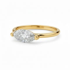 GIA Certified 1ct Marquise Diamond Solitaire Engagement Ring - 18K Yellow Gold