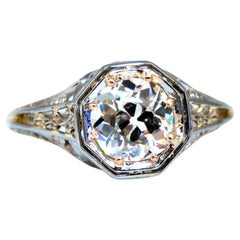 GIA Certified 1ct Natural Old Mine Diamond Edwardian Class Ring 18kt