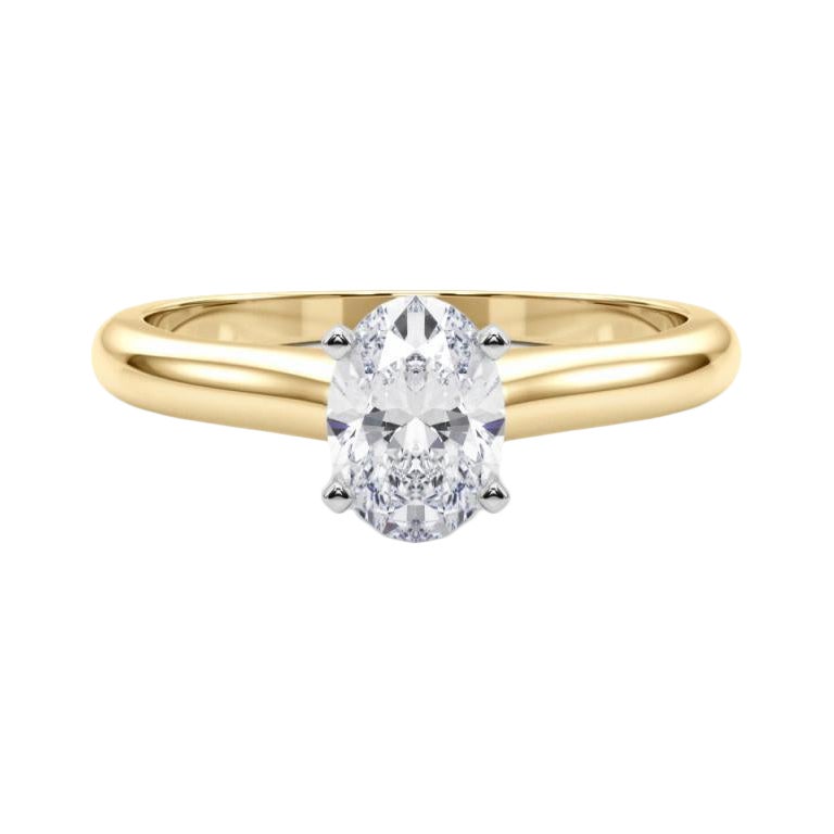 GIA Certified 1ct Oval Slim Band Classic Solitaire Diamond Ring
