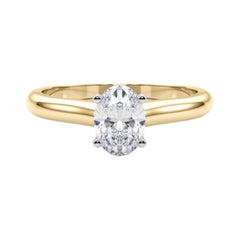 GIA Certified 1ct Oval Slim Band Classic Solitaire Diamond Ring