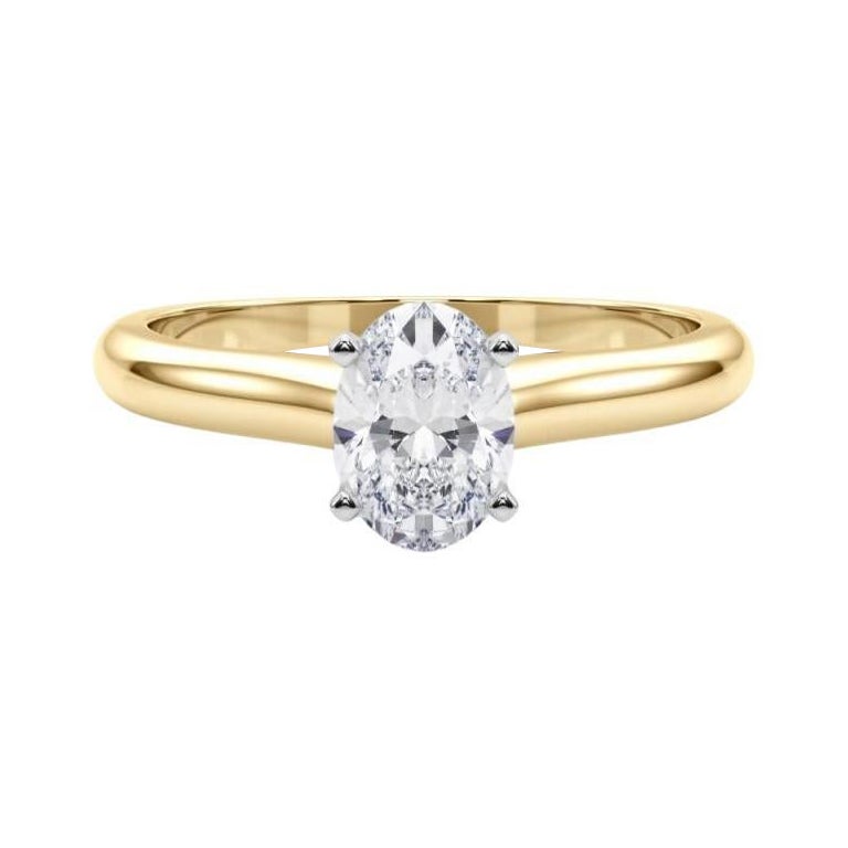 GIA Certified 1ct Oval Slim Band Classic Solitaire Diamond Ring