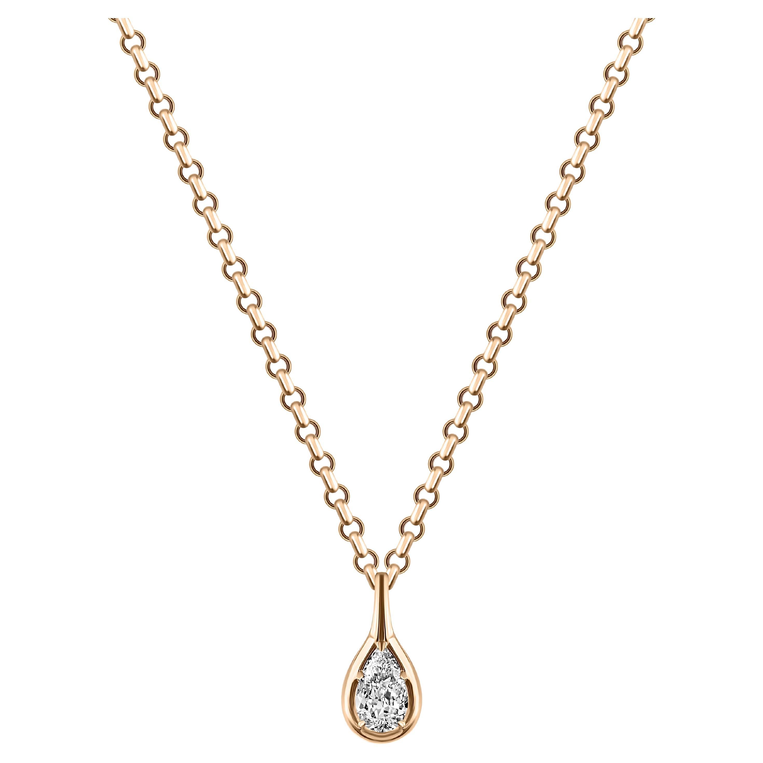 GIA Certified 1ct Pear Diamond Pendant Necklace