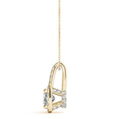 GIA Certified 1ct Princess Diamond Halo Gold Pendant Necklace