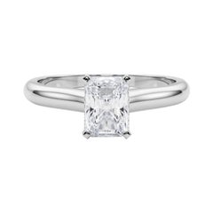 GIA Certified 1ct Radiant Slim Band Classic Solitaire Diamond Ring