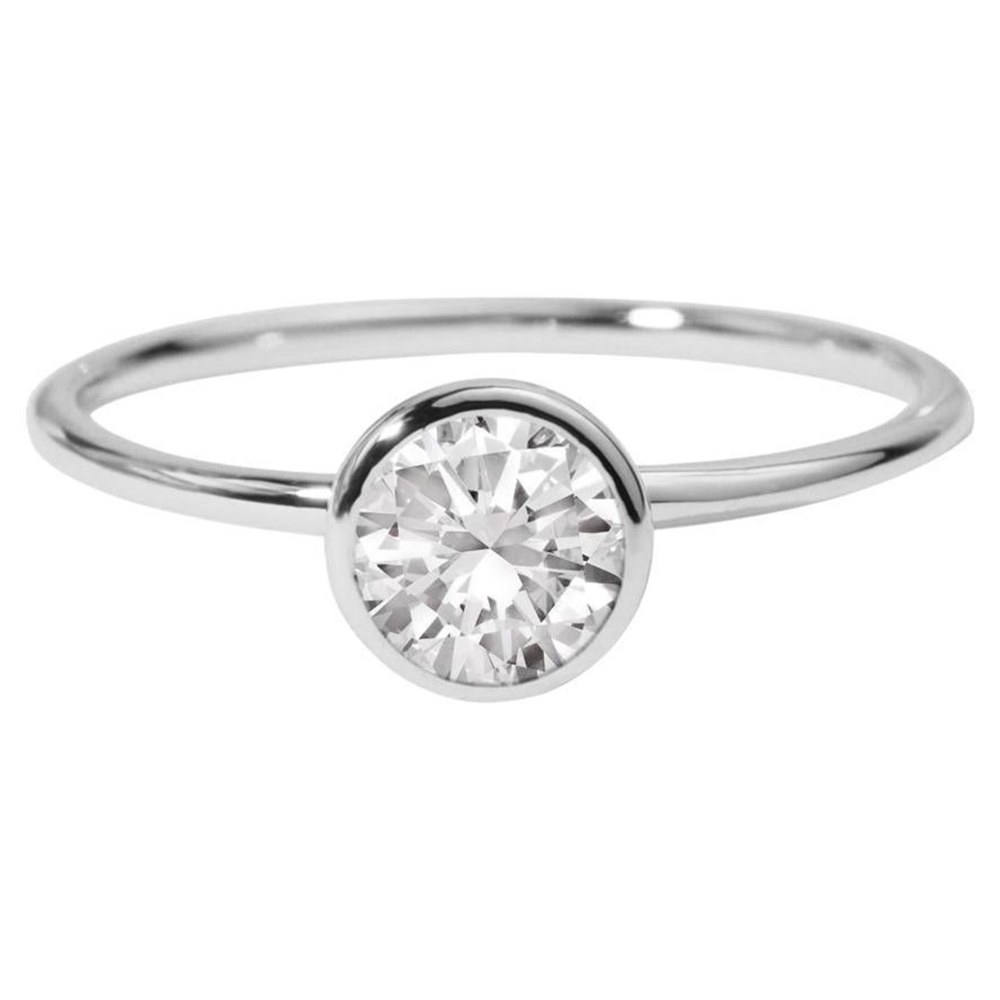 GIA-zertifizierter 1-Karat-Diamant-Solitär-Verlobungsring mit Rundschliff aus 18 Karat Weißgold im Angebot 1