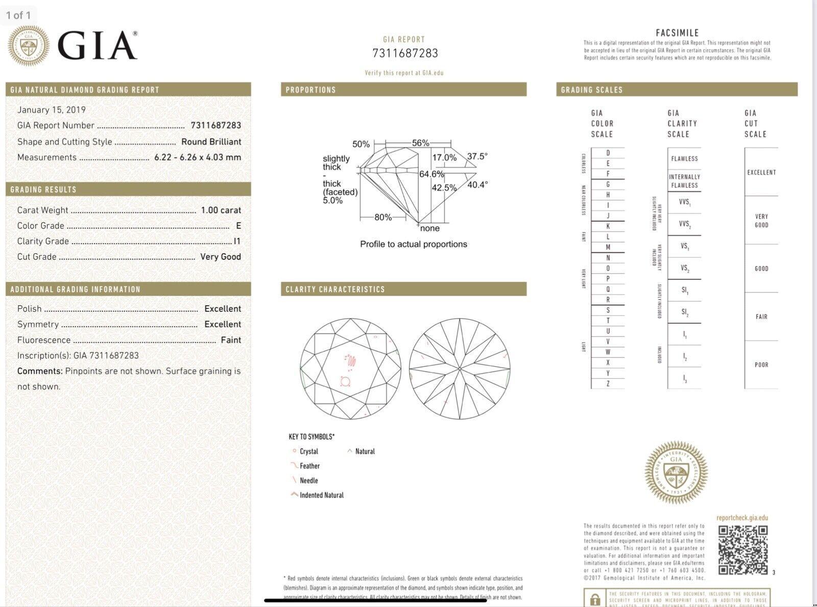 Contemporaneo Anello di fidanzamento con diamante rotondo certificato GIA da 1 centesimo in oro bianco 18 carati, misurabile in vendita