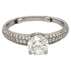 Anillo de compromiso con diamante redondo de 1 ct certificado por el GIA en oro blanco de 18k, tamaño grande