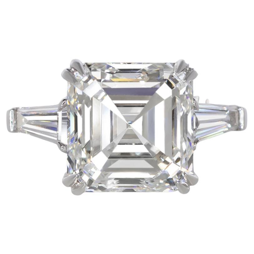 GIA Certified 3 Carat Asscher Cut Diamond Platinum Ring