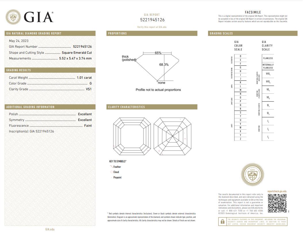 Orecchini a perno in oro bianco 14K con diamante Asscher certificato GIA da 2 carati e doppio alone In condizioni Nuovo in vendita a Chicago, IL