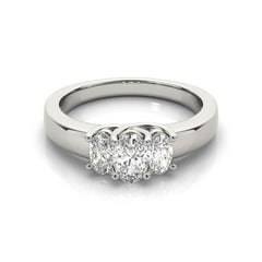 GIA Certified 2 Carat Classic Three-Stone Oval 18K White Gold Diamond Ring