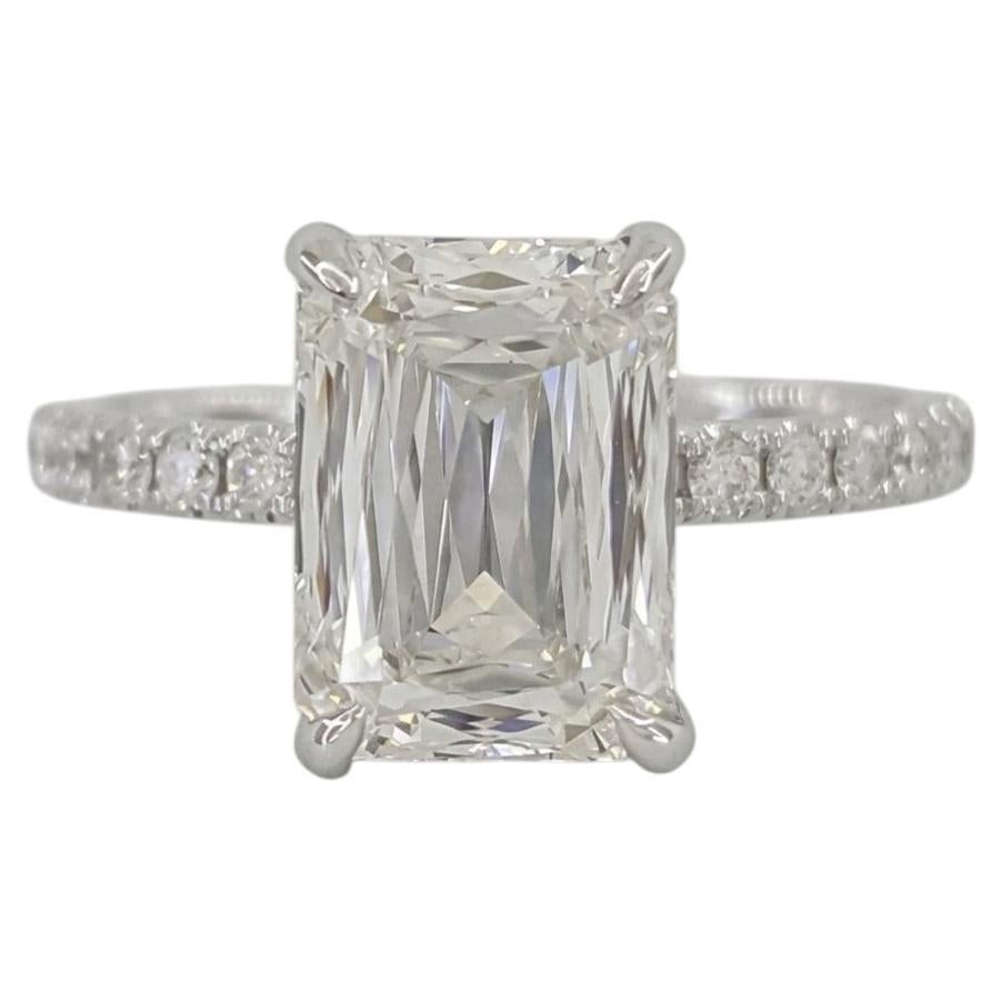 GIA Certified 2 Carat Crisscut Diamond Engagement Ring in 18k White Gold