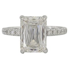 GIA Certified 2 Carat Crisscut Diamond Engagement Ring in 18k White Gold
