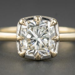 GIA Certified 2 Carat Cushion Cut Diamond Solitaire Victorian Style Ring