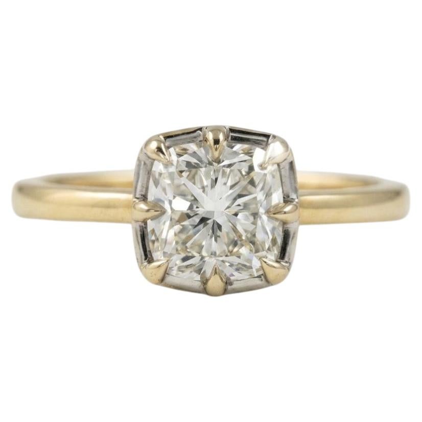 GIA Certified 2 Carat Cushion Cut Diamond Solitaire Victorian Style Ring