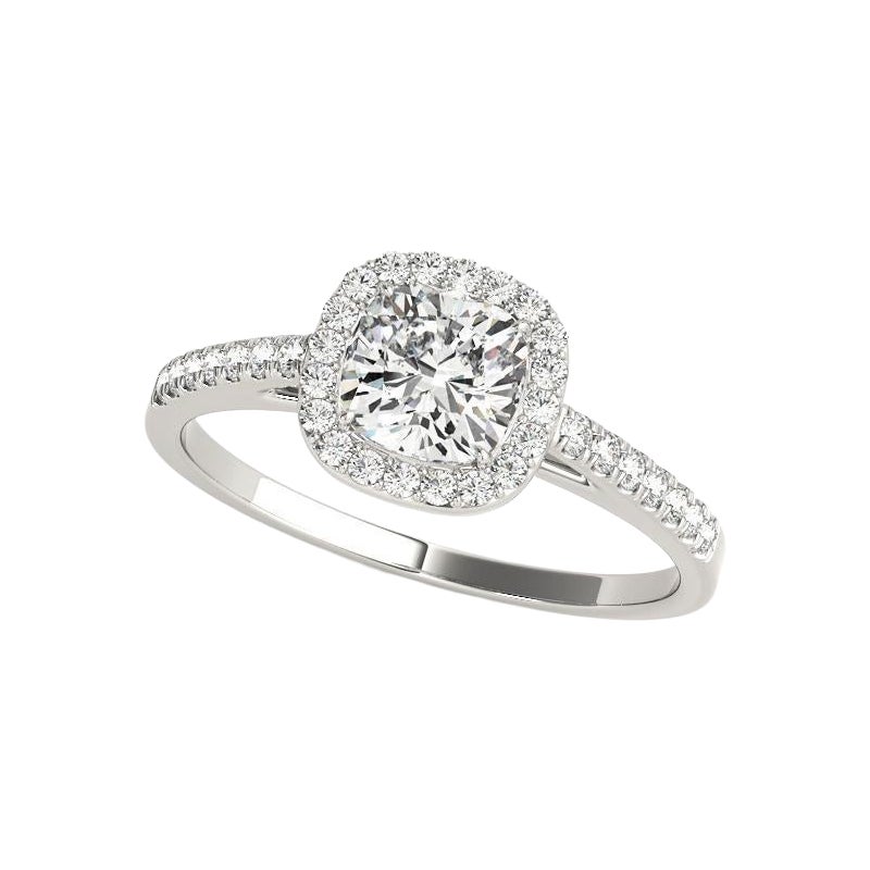 GIA Certified 2 Carat Cushion Halo Cathedral Pave Diamond Ring