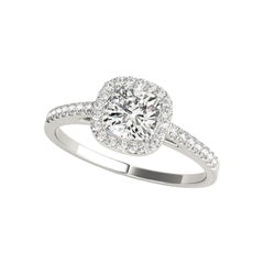 GIA Certified 2 Carat Cushion Halo Cathedral Pave Diamond Ring