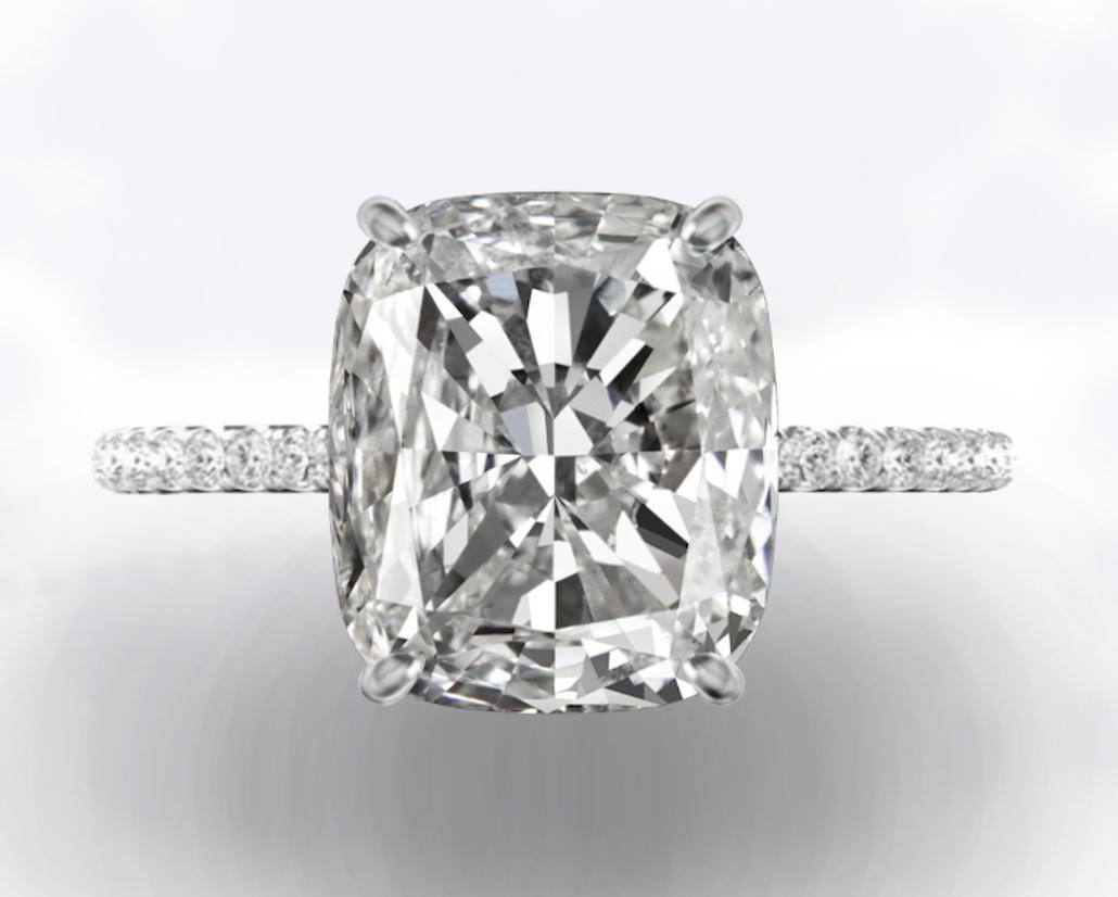 An amazing engagement or solitaire ring the main stone weights  1.70 carats GIA certified cushion cut diamond is completely eye clean, bright white, and it sparkles stunningly with vibrant brilliance! This sophisticated cushion diamond offers bright