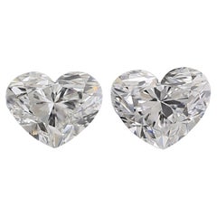 GIA Certified 2 Carat D-F Heart Shape Diamond Gold Studs