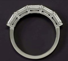 GIA Certified 2 Carat Diamond East-West Emerald Cut Platinum Wedding Band Ring