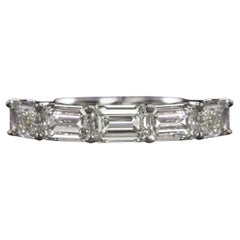 GIA Certified 2 Carat Diamond East-West Emerald Cut Platinum Wedding Band Ring