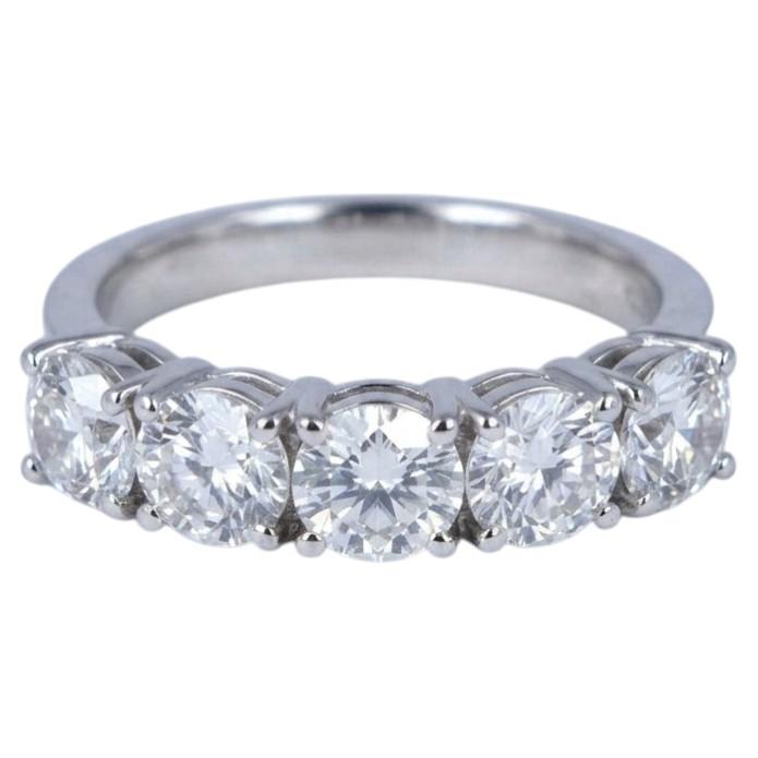 GIA Certified 2 Carat Diamond Five-Stone Platinum Band Ring