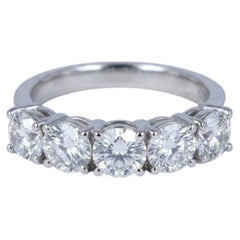 GIA Certified 2 Carat Diamond Five-Stone Platinum Band Ring