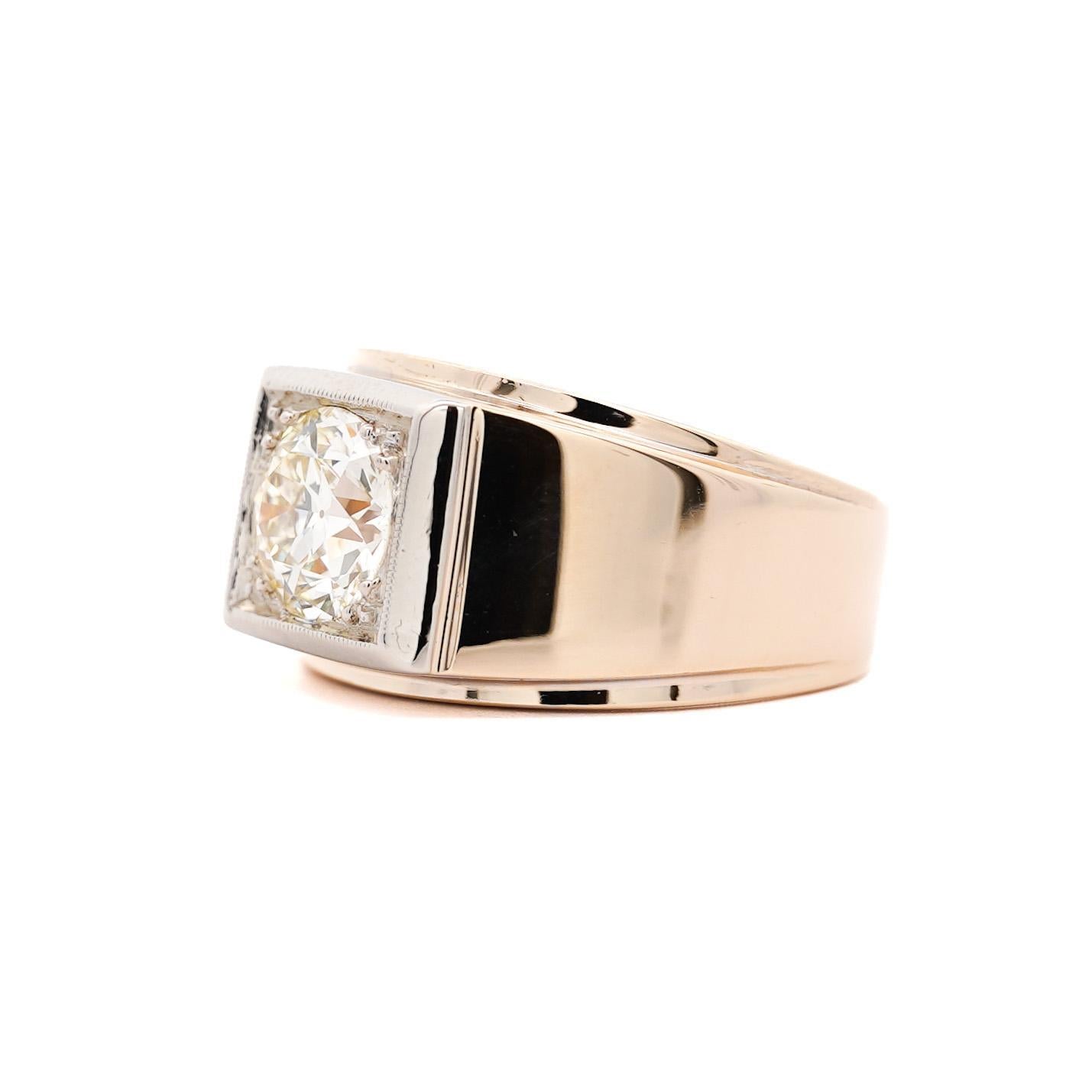 GIA Certified 2 Carat Diamond in 14K Gold Solitaire Men's Ring For Sale 5