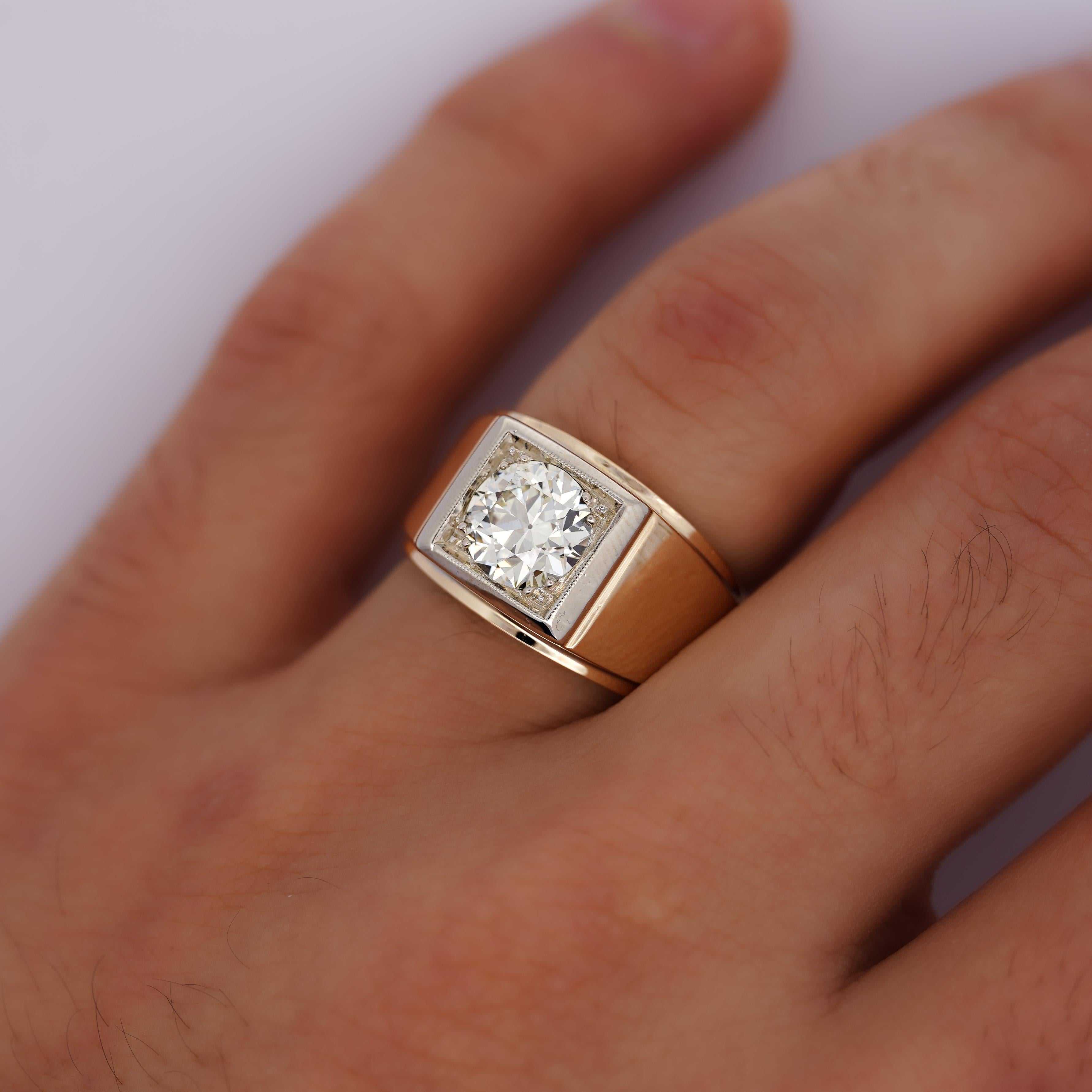GIA Certified 2 Carat O-P/SI1 Diamond in 14K Yellow Gold Solitaire Men's Ring in Size 8.75. Polished finish.

Details:
Item Type: Solitaire Men's Ring
Metal: 14K Yellow Gold
Size: 8.75
Weight: 10.3 grams

Center Stone Details:
Type: Natural