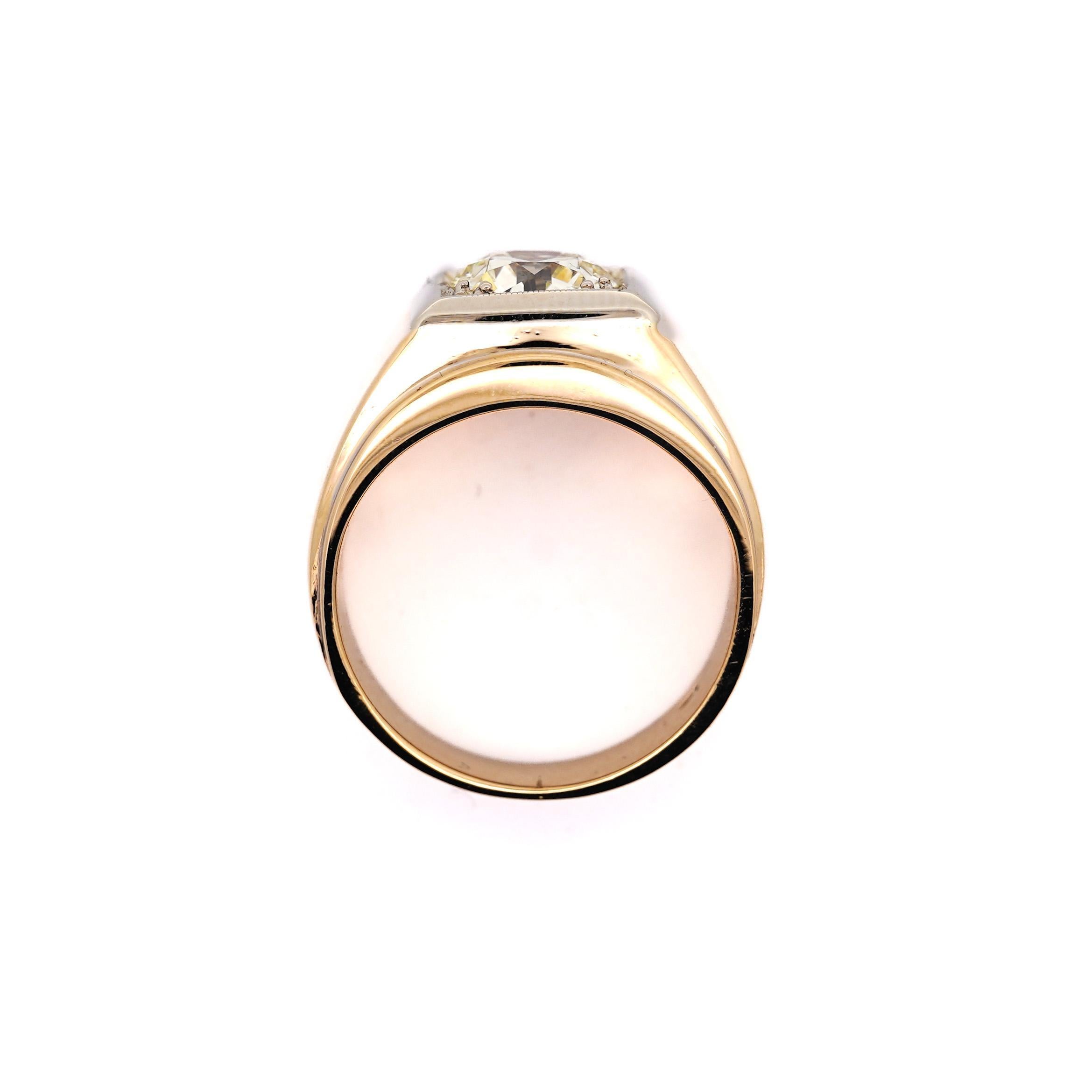 GIA Certified 2 Carat Diamond in 14K Gold Solitaire Men's Ring For Sale 3