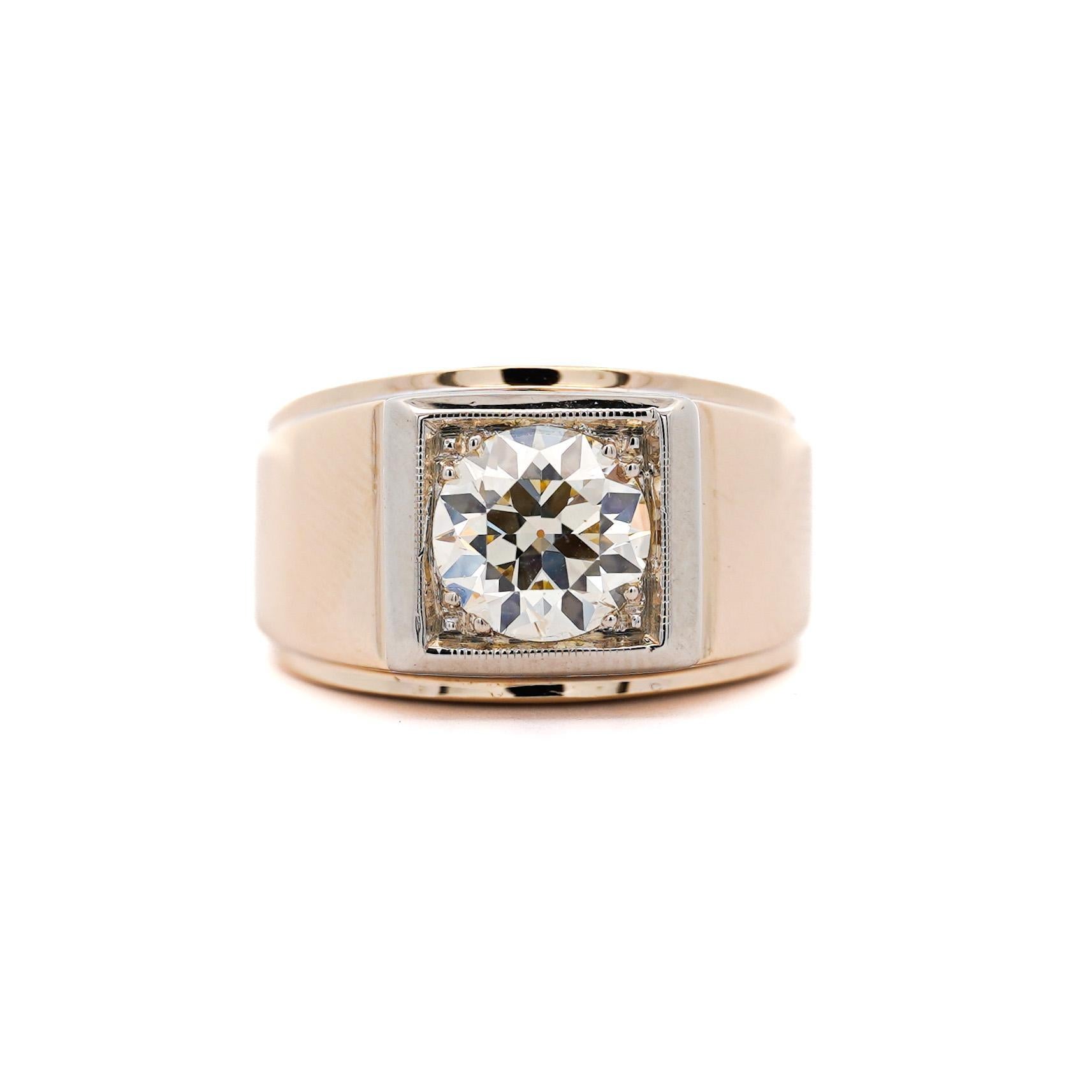 GIA Certified 2 Carat Diamond in 14K Gold Solitaire Men's Ring For Sale 4