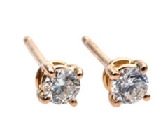 GIA Certified 2 Carat E-F Color VS Round Cut Diamond 18K Gold Studs Earrings