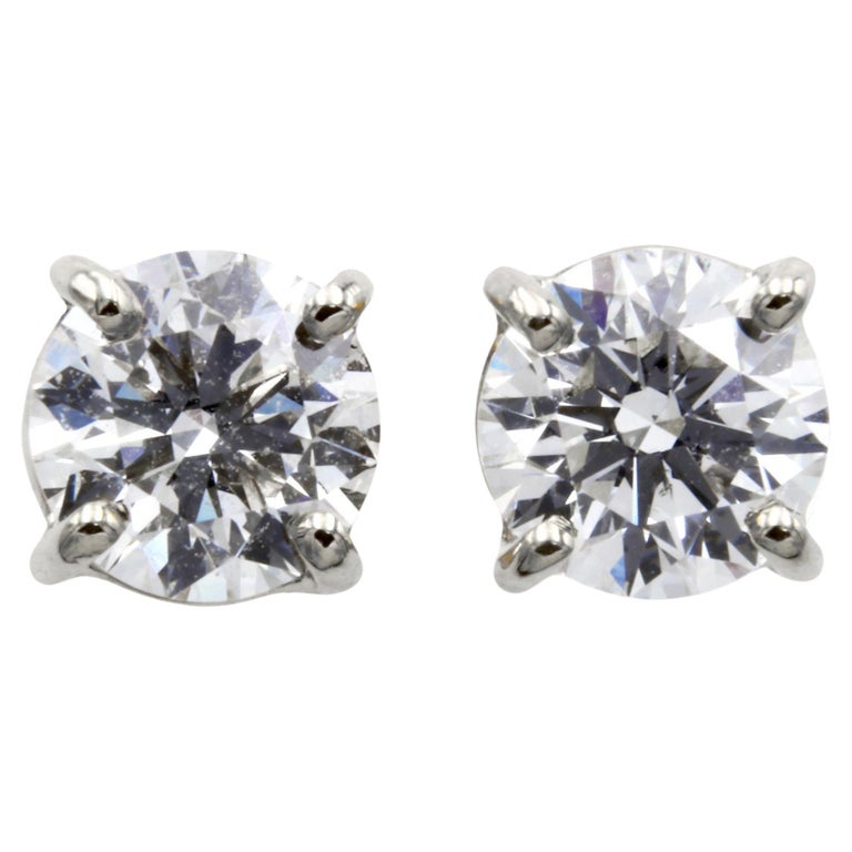 2 Karat Solitär Diamant Ohrstecker Rundschliff F/VS1 14K WeißGold