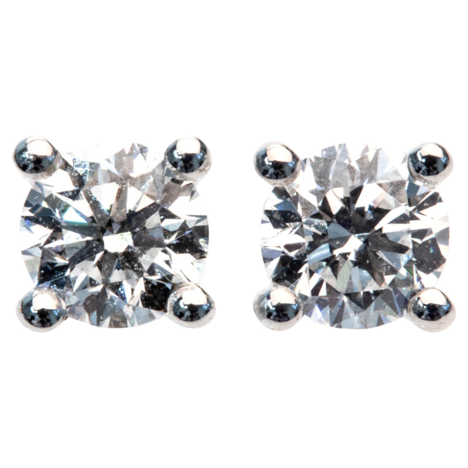 GIA Certified 2 Carat E-F Color VS Round Cut Diamond Contemporary Studs Earrings (boucles d'oreilles contemporaines)