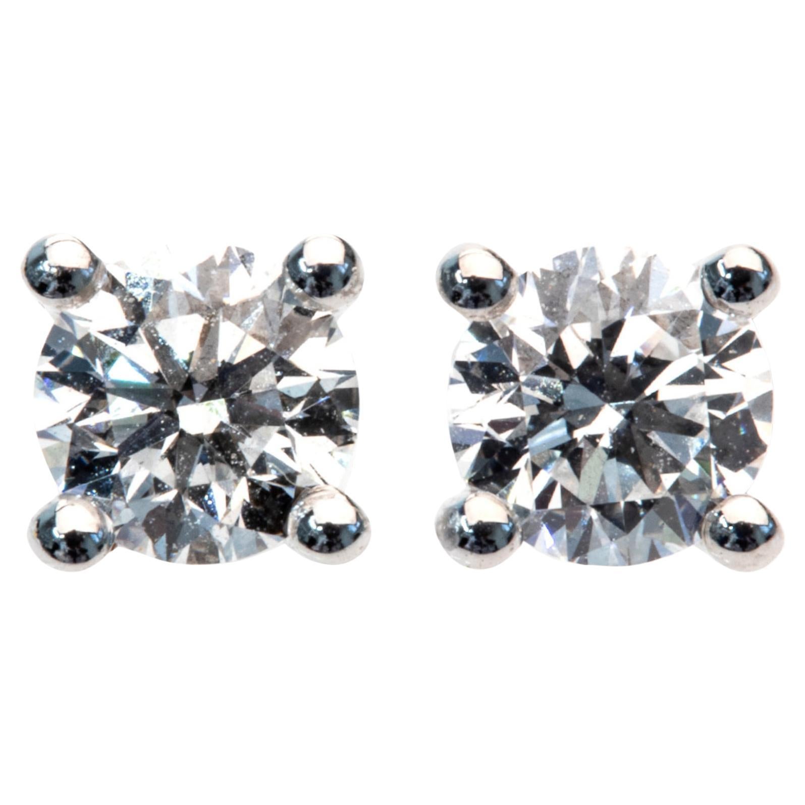 GIA Certified 2 Carat E-F Color VS Round Cut Diamond Contemporary Studs Earrings