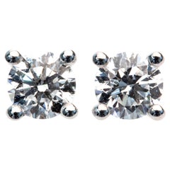 GIA Certified 2 Carat E-F Color VS Round Cut Diamond Contemporary Studs Earrings