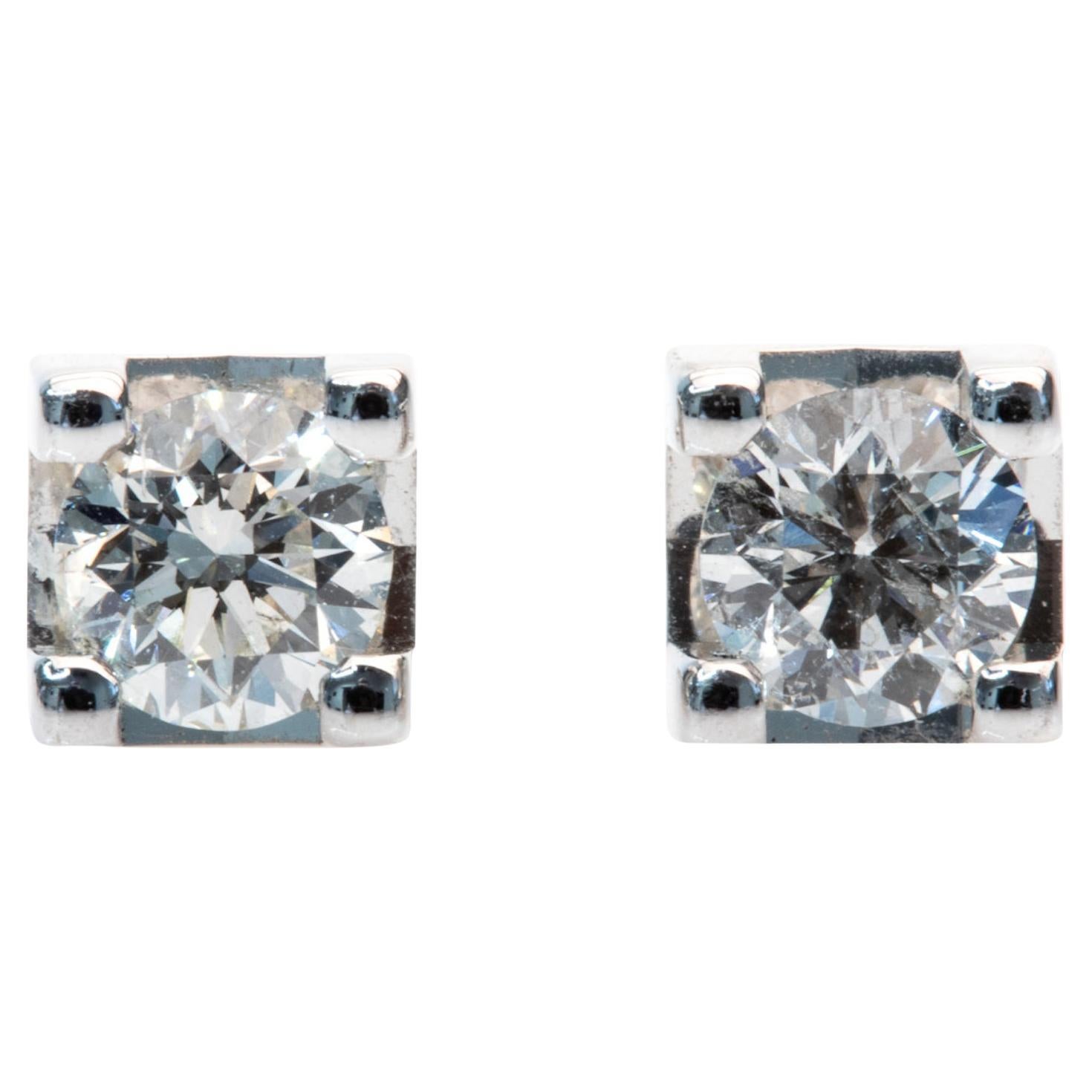 GIA Certified 2 Carat E-F Color VS Round Cut Diamond Contemporary Studs Earrings