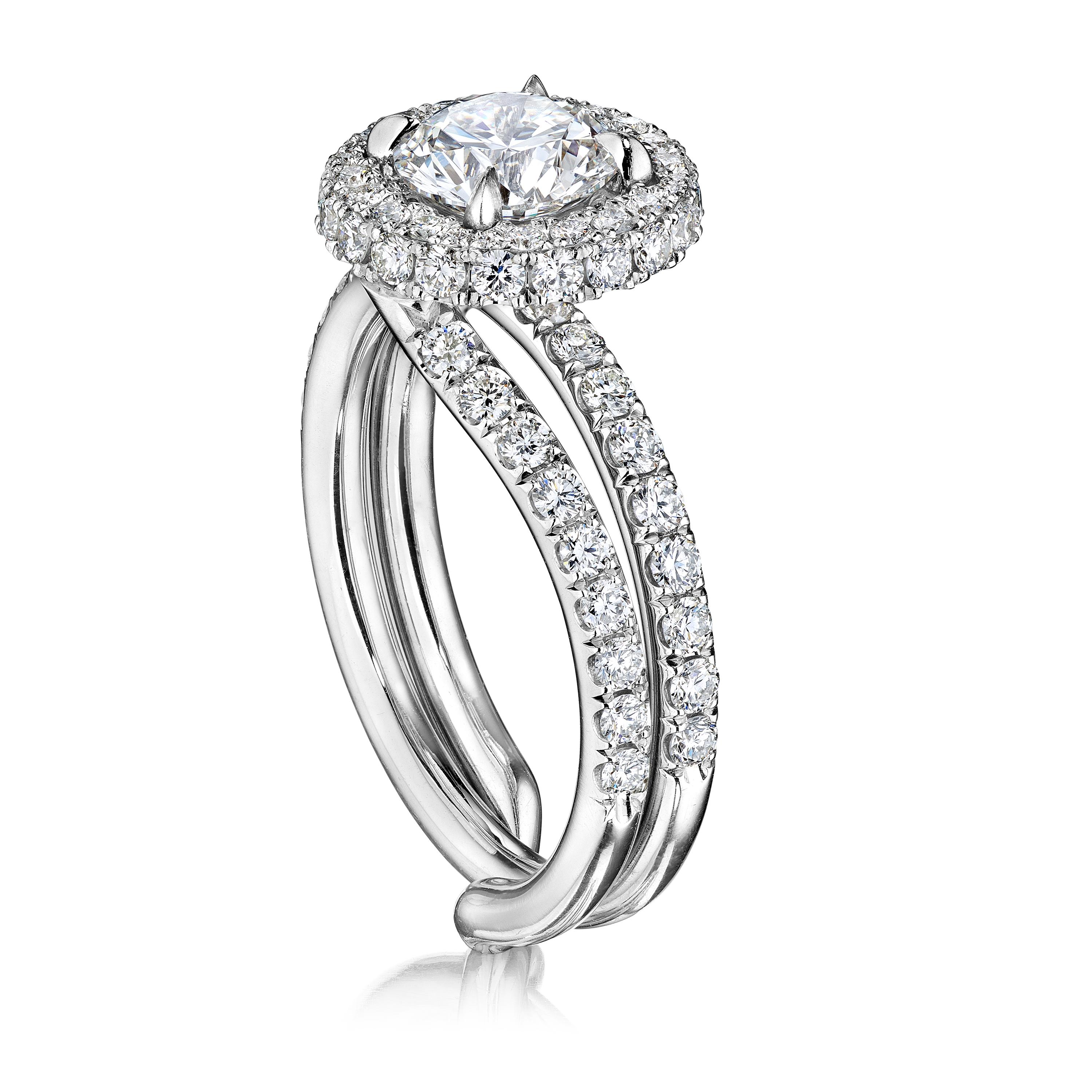 Modern GIA Certified 2 Carat E VS1 Round Diamond Engagement Ring 