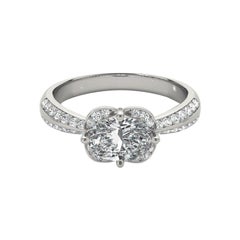 GIA Certified 2 Carat East-West Oval Halo Double Pave Diamond Ring