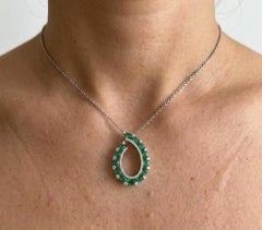 GIA Certified 2 Carat Emerald and Diamond Teardrop Pendant Necklace