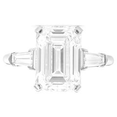 GIA Certified 2 Carat Emerald Cut Diamond Engagement Platinum Ring