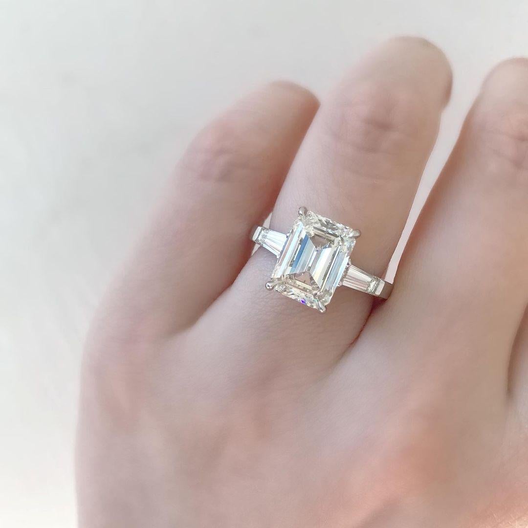 GIA Certified 2 Carat Emerald Cut Diamond Engagement Ring FLAWLESS Clarity For Sale at 1stDibs