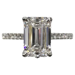 GIA Certified 2 Carat Emerald Cut Diamond Engagement Ring